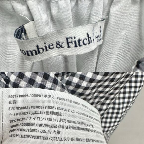 Abercrombie & Fitch Smocked Tie-Front Maxi Dress black/white gingham size Large - Picture 4 of 16